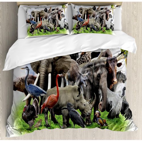  Ambesonne Unicorn Home and Kids Decor Duvet Cover Set, Unicorn Galloping on Curved Swirled Tree Branches in Forest Theme Design, A Decorative 3 Piece Bedding Set with Pillow Shams,