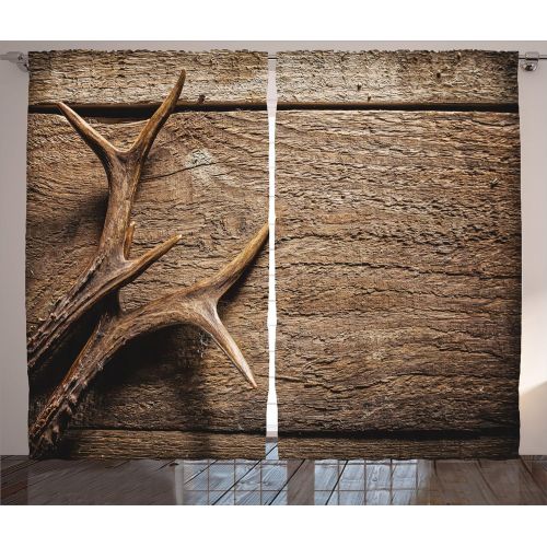  Ambesonne Lake House Decor Curtains, Stream Flowing in The Forest Over Mossy Rocks Tree Foliage Splash Summertime Hiking, Living Room Bedroom Decor, 2 Panel Set, 108 W X 90 L inche