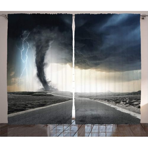  Ambesonne Music Decor Curtains, Retro Rock and Roll Symbol Lettering in Grunge Distressed Colors Back Then Sound Music Theme, Living Room Bedroom Decor, 2 Panel Set, 108 W X 90 L I