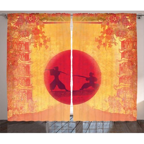  Ambesonne African Decorations Curtains, Exotic African Tribal Patterns with Sun and Infinity Symbols Cultural Impressions, Living Room Bedroom Decor, 2 Panel Set, 108 W X 84 L inch