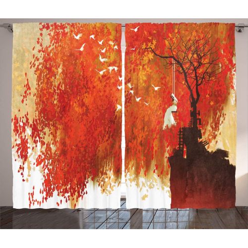  Ambesonne Shutters Decor Collection, Old Window at A Farm with Pile of Firewood Holiday Villa Rural Tranquil Scene Picture, Living Room Bedroom Curtain 2 Panels Set, 108 X 84 Inche