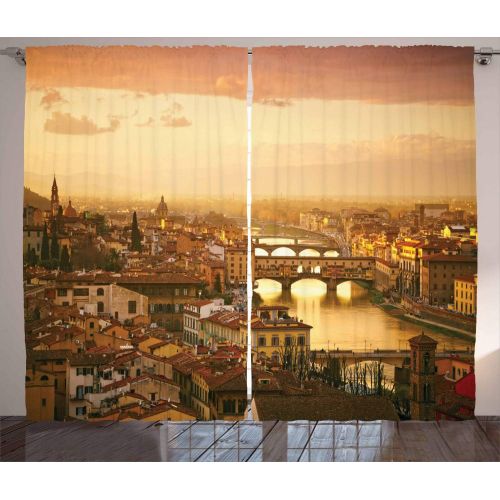  Ambesonne Shutters Decor Collection, Old Window at A Farm with Pile of Firewood Holiday Villa Rural Tranquil Scene Picture, Living Room Bedroom Curtain 2 Panels Set, 108 X 84 Inche