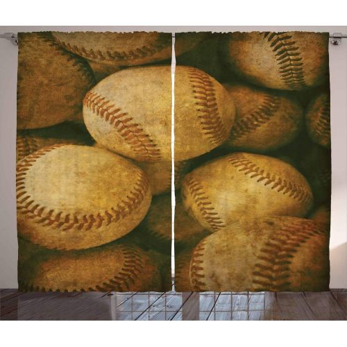  Ambesonne Shutters Decor Collection, Old Window at A Farm with Pile of Firewood Holiday Villa Rural Tranquil Scene Picture, Living Room Bedroom Curtain 2 Panels Set, 108 X 84 Inche