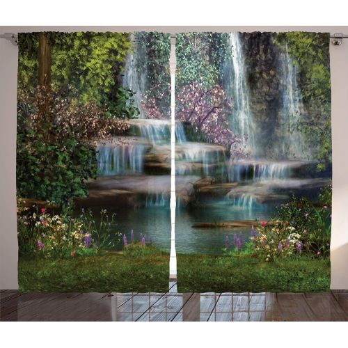  Ambesonne Shutters Decor Collection, Old Window at A Farm with Pile of Firewood Holiday Villa Rural Tranquil Scene Picture, Living Room Bedroom Curtain 2 Panels Set, 108 X 84 Inche