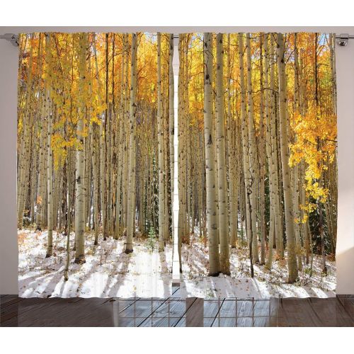  Ambesonne Shutters Decor Collection, Old Window at A Farm with Pile of Firewood Holiday Villa Rural Tranquil Scene Picture, Living Room Bedroom Curtain 2 Panels Set, 108 X 84 Inche