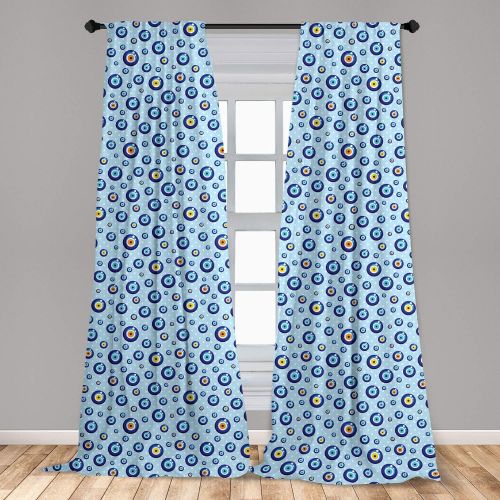  Ambesonne Royal Blue Curtains Sea Animals Decor, Hammerhead Shark School Ocean Dangerous Predator Wild Nature Picture, Living Room Bedroom Decor, 2 Panel Set, 108 W X 84 L inches,