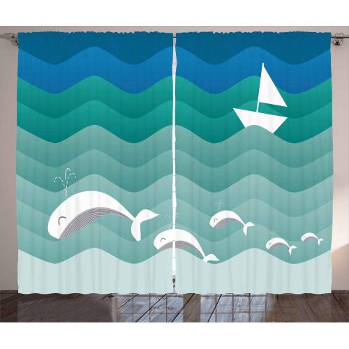  Ambesonne Circus Decor Curtains, Canvas Tent Circus Stage Performing Theater Jokes Clown Cheerful Night Theme Print, Window Treatments for Kids Girls Boys Bedroom 2 Panels Set, 108