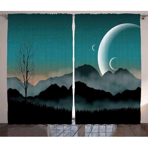  Ambesonne Circus Decor Curtains, Canvas Tent Circus Stage Performing Theater Jokes Clown Cheerful Night Theme Print, Window Treatments for Kids Girls Boys Bedroom 2 Panels Set, 108