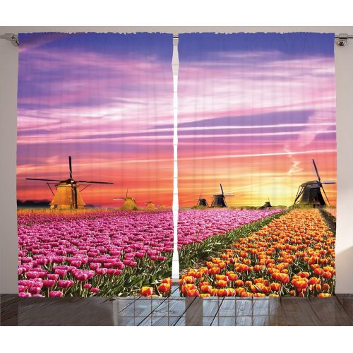  Ambesonne Circus Decor Curtains, Canvas Tent Circus Stage Performing Theater Jokes Clown Cheerful Night Theme Print, Window Treatments for Kids Girls Boys Bedroom 2 Panels Set, 108