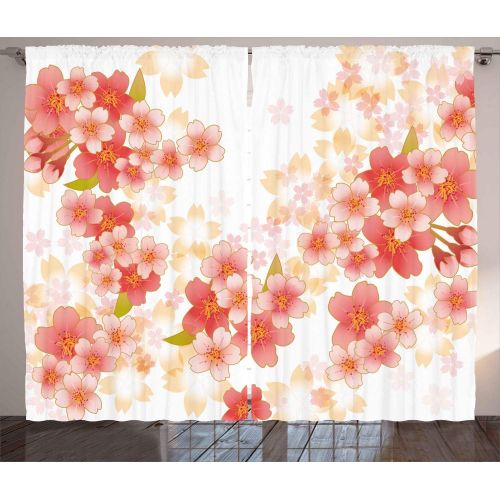  Girls Curtains Mediterranean Decor by Ambesonne, Bridge and the Bike European City Park Spring Art Prints Modern Home Interior for Bedroom Living Dining Room 2 Panels Set 108 x 90