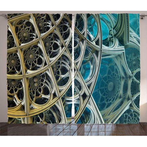  Girls Curtains Mediterranean Decor by Ambesonne, Bridge and the Bike European City Park Spring Art Prints Modern Home Interior for Bedroom Living Dining Room 2 Panels Set 108 x 90
