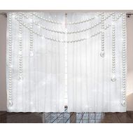 Pearls Decor Curtain by Ambesonne, Diamonds Stones and Pearls Necklace Hanging Digital Printed Image Bridal Decor Art, Window Drapes 2 Panel Set for Living Room Bedroom, 108 x 84 I