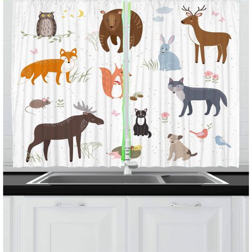  Ambesonne Western Kitchen Curtains, Galloping Running Horses in Desert Two Cowboys Roping Dusty Wild Rural Countryside, Window Drapes 2 Panel Set for Kitchen Cafe, 55 W X 39 L Inch