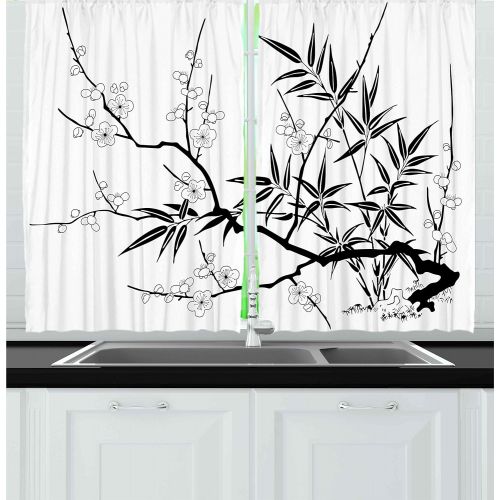  Ambesonne Western Kitchen Curtains, Galloping Running Horses in Desert Two Cowboys Roping Dusty Wild Rural Countryside, Window Drapes 2 Panel Set for Kitchen Cafe, 55 W X 39 L Inch