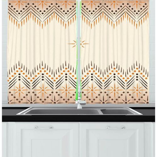  Ambesonne Western Kitchen Curtains, Galloping Running Horses in Desert Two Cowboys Roping Dusty Wild Rural Countryside, Window Drapes 2 Panel Set for Kitchen Cafe, 55 W X 39 L Inch