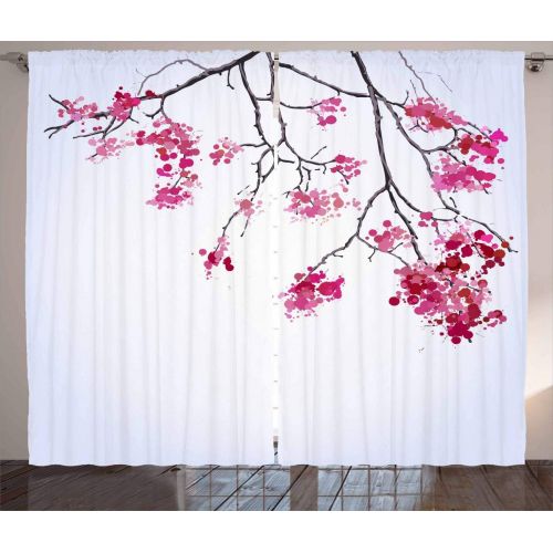  Ambesonne Forest Decor Curtains by, Enchanted Woodland Foliage in Deep Tropical Jungle at Southeast Asian Landscape, Living Room Bedroom Window Drapes 2 Panel Set, 108W X 63L Inche