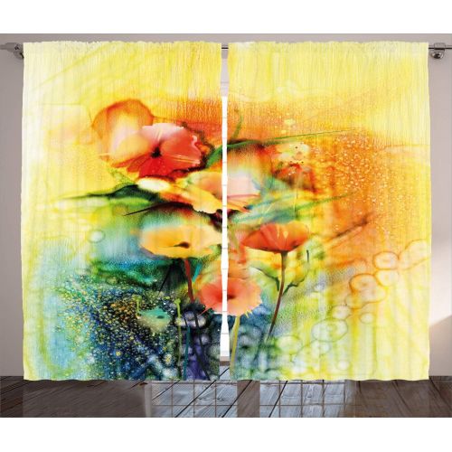  Ambesonne Forest Decor Curtains by, Enchanted Woodland Foliage in Deep Tropical Jungle at Southeast Asian Landscape, Living Room Bedroom Window Drapes 2 Panel Set, 108W X 63L Inche
