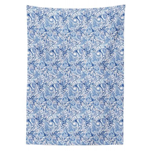  Ambesonne Paisley Outdoor Tablecloth, Ethnic Asian Native Festive Pattern in Blue Tones Nature Themed Print, Decorative Washable Picnic Table Cloth, 58 X 104 Inches, Blue Pale Blue