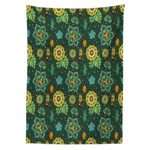  Ambesonne Floral Outdoor Tablecloth, Colorful Flower Arrangement Fantasy Hand Drawn Festive Dotted Detailed Modern Artsy, Decorative Washable Picnic Table Cloth, 58 X 84 Inches, Mu