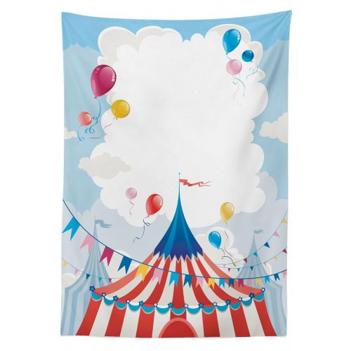  Ambesonne Circus Outdoor Tablecloth, Circus Day Canvas Tents Stratus Cloudy Summer Entertainment Festive Season Theme, Decorative Washable Picnic Table Cloth, 58 X 120 Inches, Mult