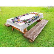 Ambesonne Letter O Outdoor Tablecloth, Uppercase Initial with Butterflies and Flowers Festive Spring Inspired Composition, Decorative Washable Picnic Table Cloth, 58 X 84 Inches, M