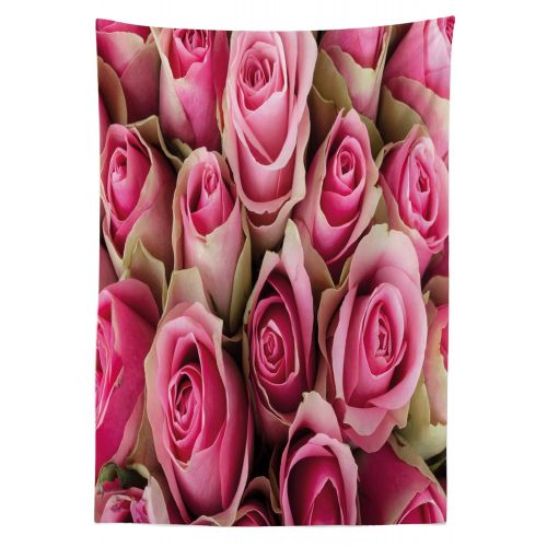  Ambesonne Rose Outdoor Tablecloth, Blooming Pink Roses Festive Bridal Bouquet Romance Sweetheart Love Valentines, Decorative Washable Picnic Table Cloth, 60 X 120 Inches, Pink Pale