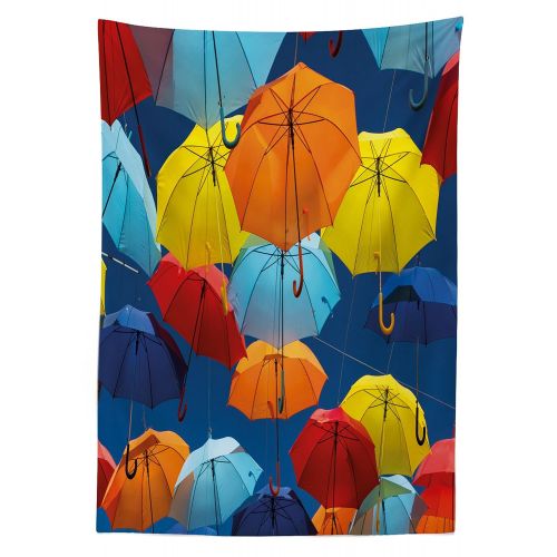  Ambesonne Colorful Outdoor Tablecloth, Umbrellas Colors The Sky Traditional Portugal Festive European Culture Picture, Decorative Washable Picnic Table Cloth, 58 X 104 Inches, Mult