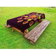 Ambesonne Diwali Outdoor Tablecloth, Festive Celebration in Ancient Sacred Day Diwali Flowers and Burning Candles Print, Decorative Washable Picnic Table Cloth, 58 X 84 Inches, Vio