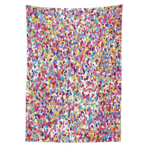  Ambesonne Fiesta Outdoor Tablecloth, Round Rainbow Colored Confetti Pattern Celebratory Festive Illustration Abstract, Decorative Washable Picnic Table Cloth, 58 X 104 Inches, Mult