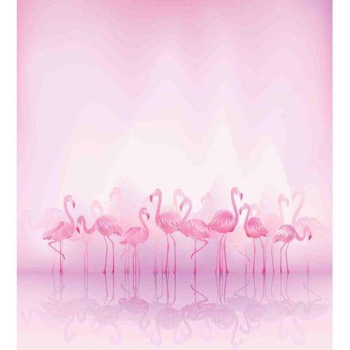  Ambesonne Flamingo Duvet Cover Set, Flock of Caribbean Flamingos Over Lake and Birds Abstract Dreamy Reflection Print, Decorative 2 Piece Bedding Set with 1 Pillow Sham, Twin Size,