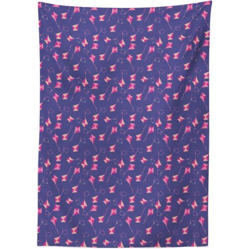  Ambesonne Kites Outdoor Tablecloth, Pink Tone Kites Pattern with Geometric Lines and Ribbons Summer Season Design, Decorative Washable Picnic Table Cloth, 58 X 84, Multicolor