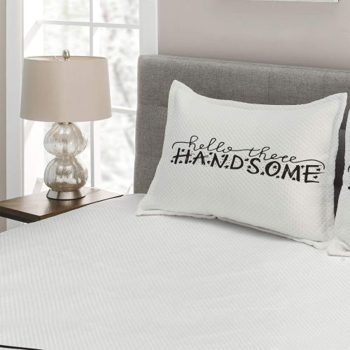  Ambesonne Hello Coverlet Set Twin Size, Hello There Handsome Typographic Text with Doodle Stars for Baby Boys Kids Birthday, 2 Piece Decorative Quilted Bedspread with 1 Pillow Sham