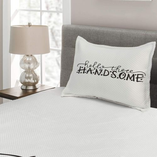  Ambesonne Hello Coverlet Set Twin Size, Hello There Handsome Typographic Text with Doodle Stars for Baby Boys Kids Birthday, 2 Piece Decorative Quilted Bedspread with 1 Pillow Sham