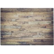 Ambesonne Rustic Wood Cutting Board, Arrangement with Planks Earthy Toned Image Old Weathered Look Print, Decorative Tempered Glass Cutting and Serving Board, Large Size, Grey Umbe