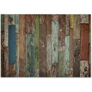 Ambesonne Rustic Cutting Board, Grunge Style Planks Print Weathered Old Look Vintage Illustration Architecture Theme, Decorative Tempered Glass Cutting and Serving Board, Large Siz