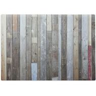 Ambesonne Rustic Wood Cutting Board, Arrangement with Planks and Retro Effect Photo Style Print of Timber, Decorative Tempered Glass Cutting and Serving Board, Large Size, Brown an