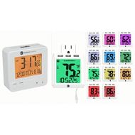 Ambient Weather WS-01-RC-8300-WHITE Atomic Travel Compact Alarm Clock and Color Changing Temperature Night Light