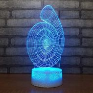 Ambiguity 3D Night Light, 3D LED Acrylic Night Light Snail Horn roll Tube Night Light Children Room Decoration Mood lamp USB Touch lamp