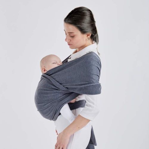  Amboch Baby Wrap Carrier Sling for 0-24 Months, Stretchy Bamboo Fabric, Soft Breathable Lightweight for Infants Hands Free Baby Wrap for Newborns and Infants up to 35 lbs. one Size (Grey)