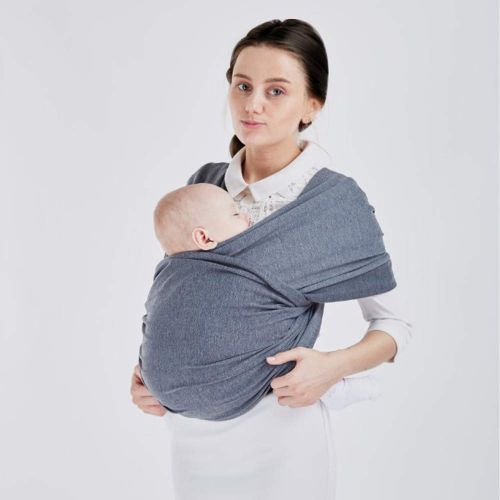  Amboch Baby Wrap Carrier Sling for 0-24 Months, Stretchy Bamboo Fabric, Soft Breathable Lightweight for Infants Hands Free Baby Wrap for Newborns and Infants up to 35 lbs. one Size (Grey)