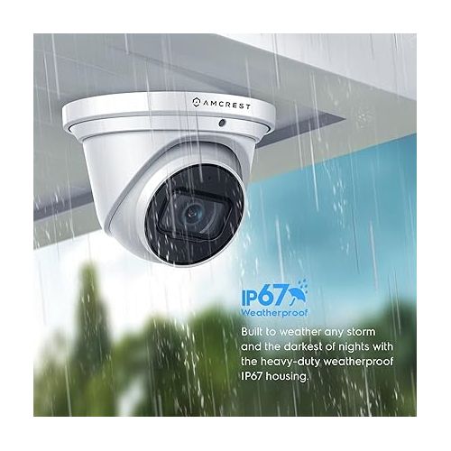  Amcrest UltraHD 4K (8MP) Outdoor Security IP Turret PoE Camera, 3840x2160, 98ft NightVision, 2.8mm Lens, IP67 Weatherproof, MicroSD Recording (256GB), White