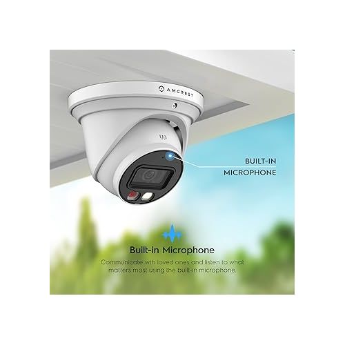  Amcrest 2-Pack UltraHD 4K (8MP) IP PoE AI Camera, 49ft Nightcolor, Security Outdoor Turret Camera, Built-in Mic, Human Detection, Active Deterrent, 129° FOV, 4K@15fps 2PACK-IP8M-2779EW-AI (White)