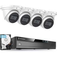 Amcrest 4K POE Security Camera System with 4K 8Ch PoE NVR (4) x 4K (8 Megapixel) Turret IP POE Cameras (3840x2160) Pre Installed 2TB Hard Drive NV4108E-IP8M-T2599EW4-2TB