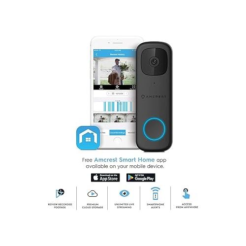  Amcrest 4MP Video Doorbell Camera Pro, Outdoor Smart Home 2.4GHz and 5GHz Wireless WiFi, Micro SD Card, AI Human Detection, IP65 Weatherproof, 2-Way Audio, 164º Wide-Angle Wi-Fi AD410