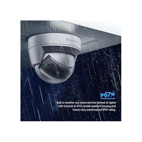  Amcrest Panoramic IP POE Camera, 180° Panoramic 4K POE IP Dome AI Camera, IVS Features, and Crowd & Vehicle Density Mapping, IP8M-MD180E-AI, Camera Only (Mounting Bracket Sold Separately)