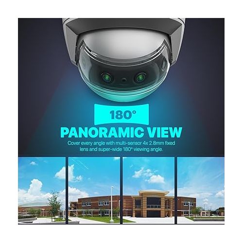  Amcrest Panoramic IP POE Camera, 180° Panoramic 4K POE IP Dome AI Camera, IVS Features, and Crowd & Vehicle Density Mapping, IP8M-MD180E-AI, Camera Only (Mounting Bracket Sold Separately)