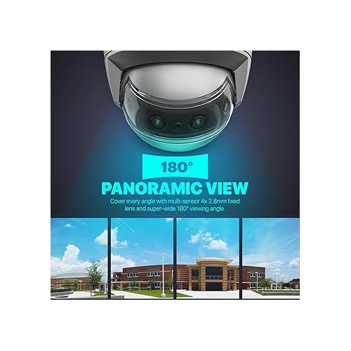  Amcrest Panoramic IP POE Camera, 180° Panoramic 4K POE IP Dome AI Camera, IVS Features, and Crowd & Vehicle Density Mapping, IP8M-MD180E-AI, Camera Only (Mounting Bracket Sold Separately)