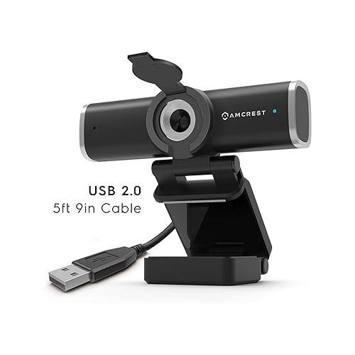  Amcrest 1080P Webcam with Microphone for Desktop, Web Cam Computer Camera, Streaming HD USB Web Camera for Laptop & PC with Privacy Cover, Wide Angle Lens, Superior Low Light (AWC195-B)