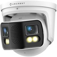 Amcrest Dual-Lens 4K (8MP) Outdoor Security POE Camera, 2 x 4MP Lenses PoE AI Turret IP Camera, 131ft Night Color, Human/Vehicle Detection, Panoramic 180° FOV, 2 x 4MP@25fps IP8M-FCT2999EW-AI (White)