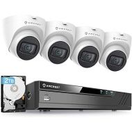 Amcrest 5MP POE Security Camera System Outdoor, 8CH POE NVR, 4pcs 5MP Turret POE Cameras, IP67 Metal Turret POE IP Cameras, Built in Mic, Pre-Installed 2TB Hard Drive, NV4108E-IP5M-T1179EW4-2TB